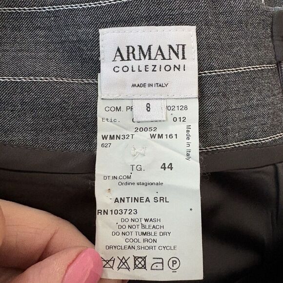 Armani Collezioni Gray Pinstriped Wool Blend Pencil Skirt Career Womens 8 (1732) - Picture 7 of 8